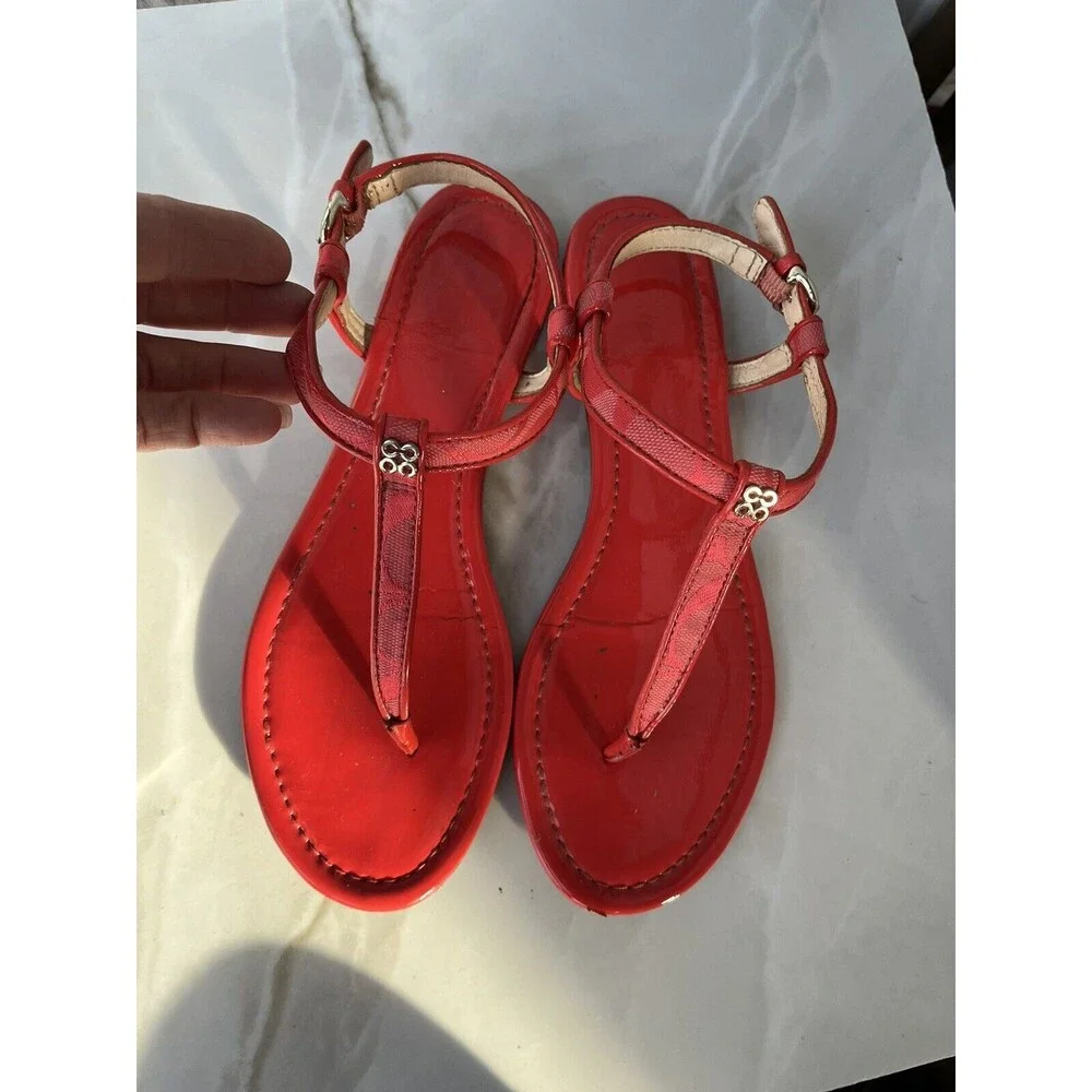 Vtg Coach Rolanda Red Thong Flat Vacay Comfort Sandals Sz 8 Women